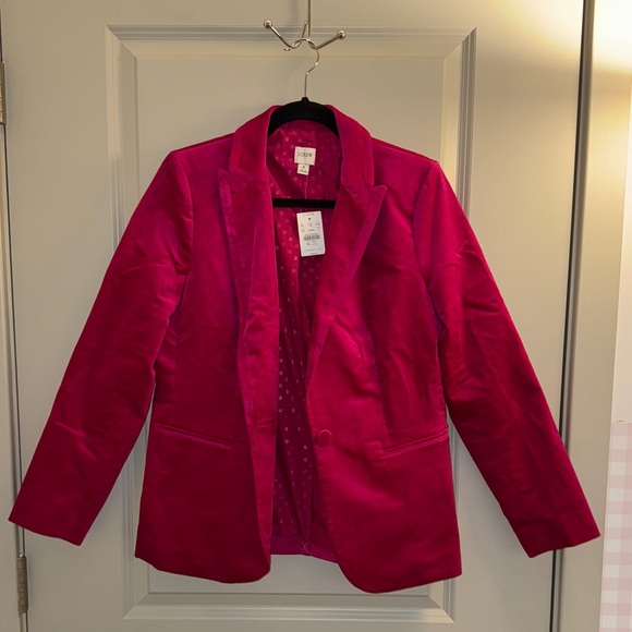 J. Crew Pink Velvet Blazer Jacket - Picture 2 of 7